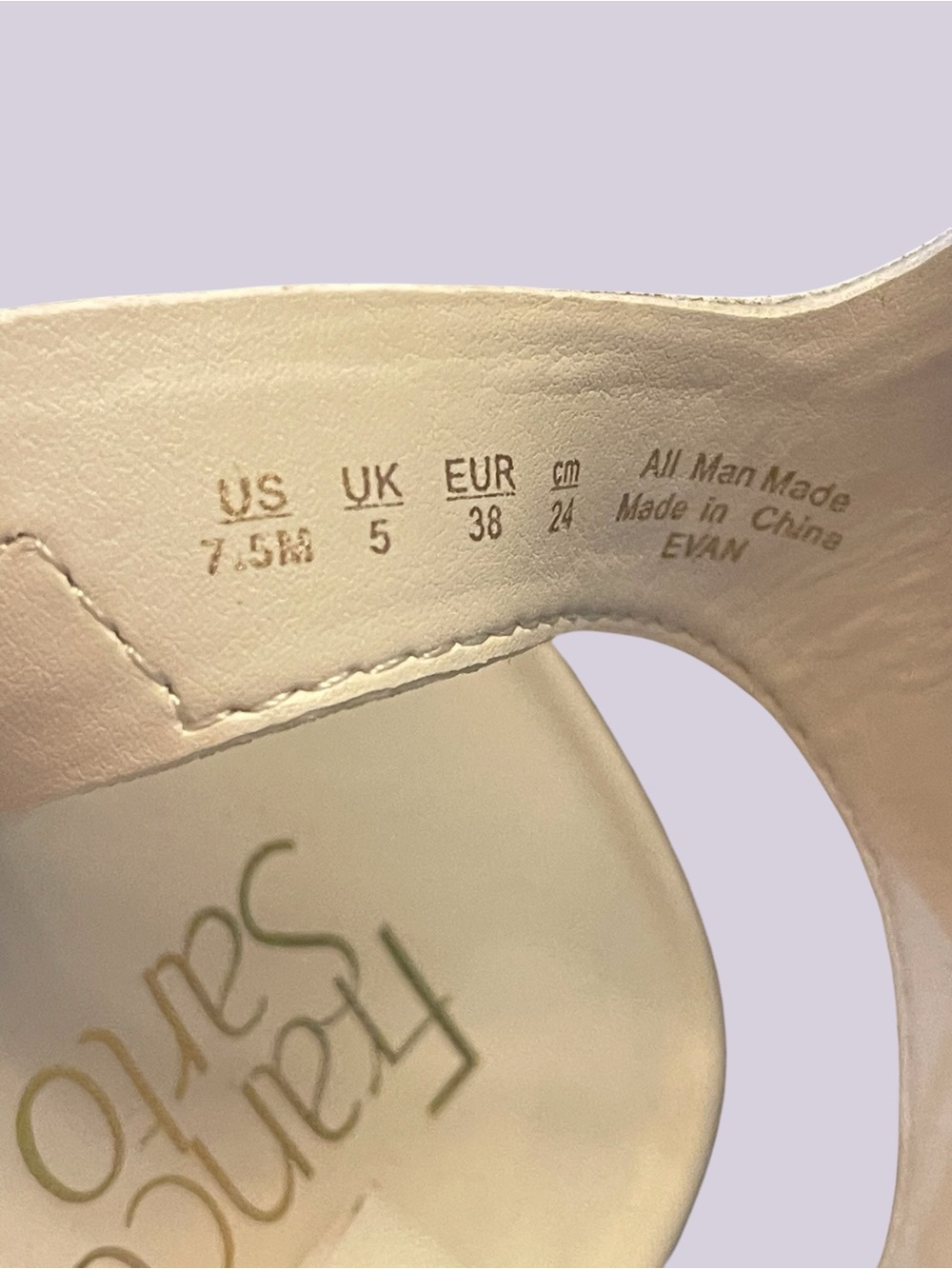 Franco Sarto Evan Women’s Ivory Flat Strappy Sandals Size 7.5M Adjustable Ankle - Picture 5 of 6